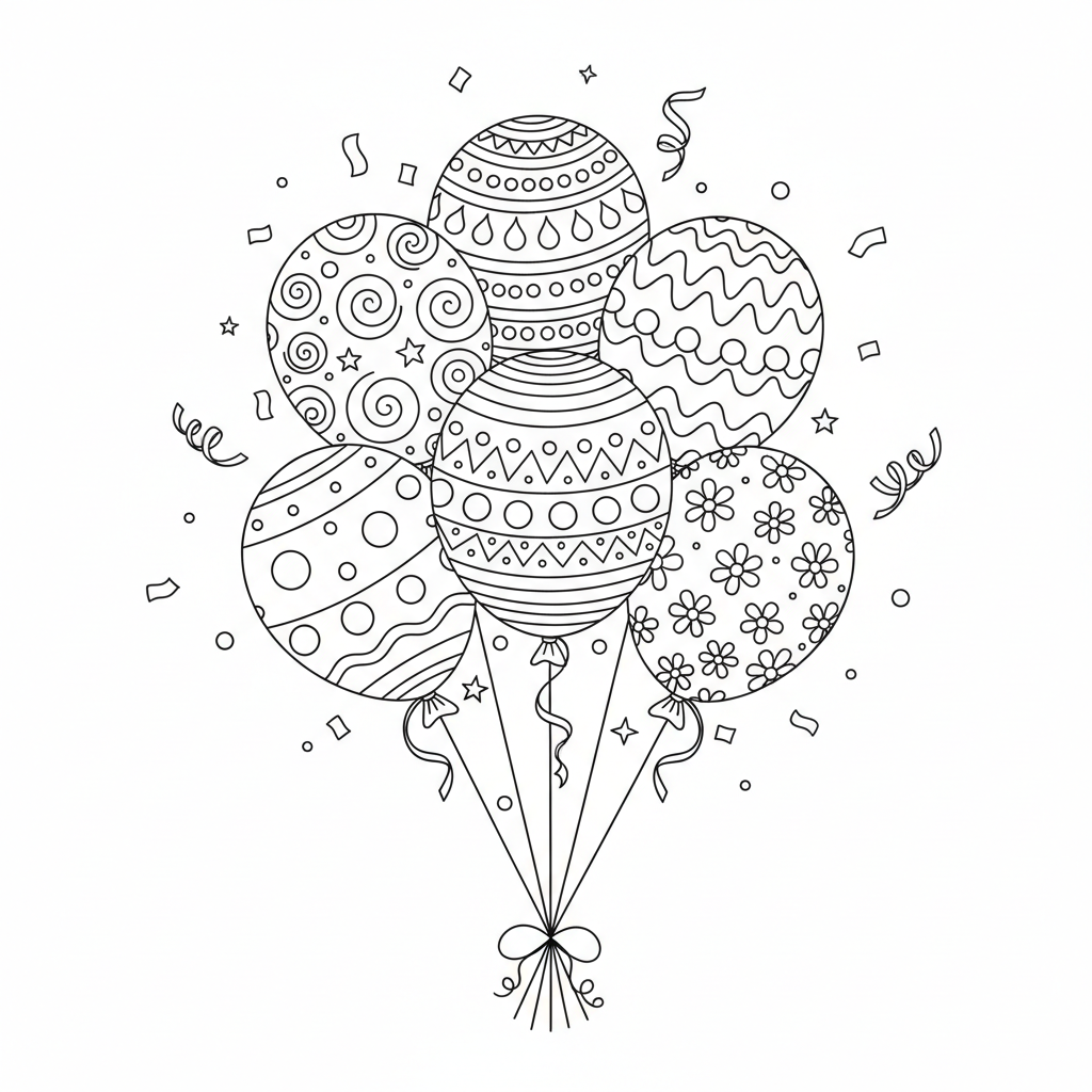 Birthday Balloons coloring page