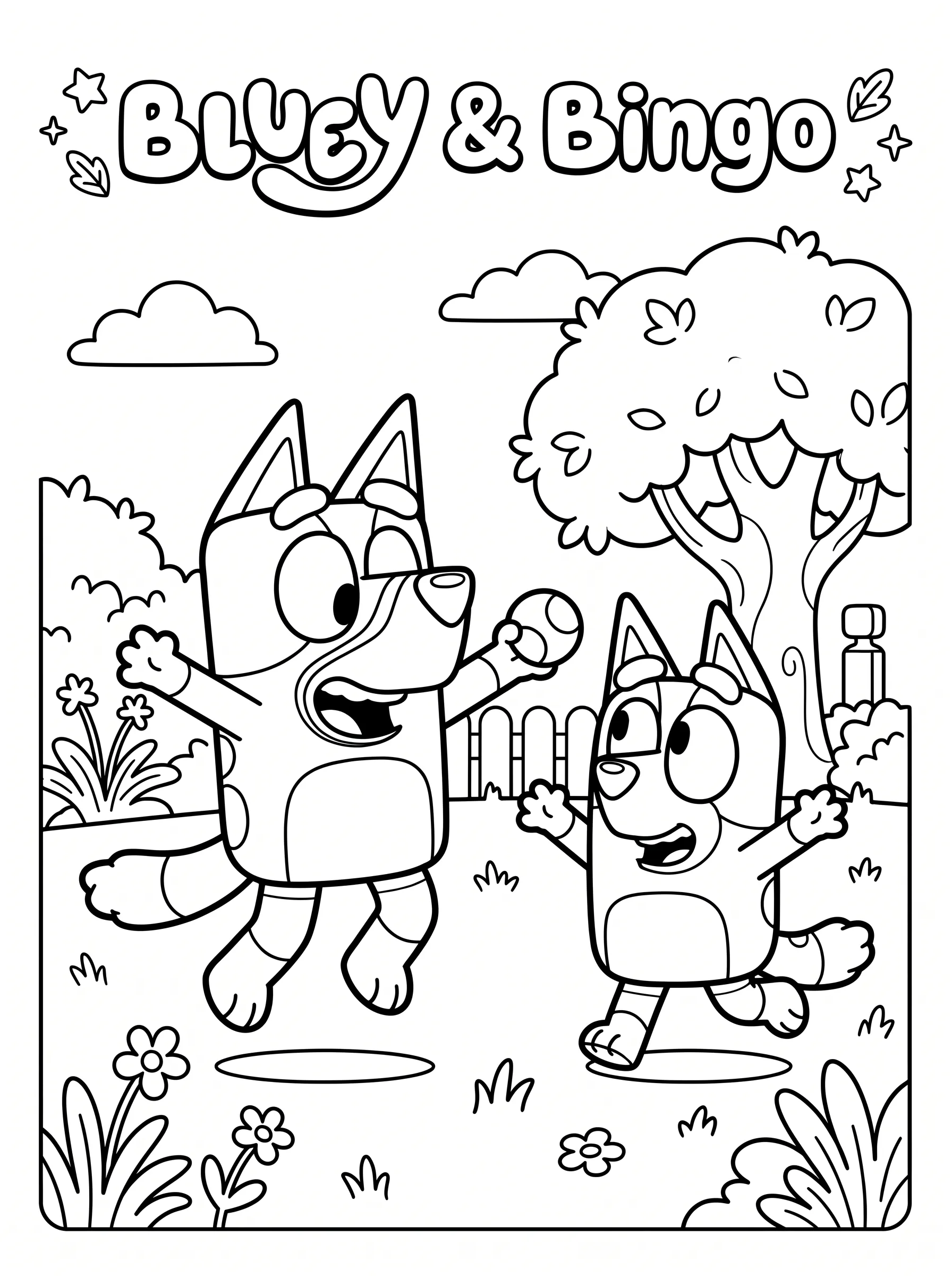 Bluey & Bingo Coloring Page coloring page