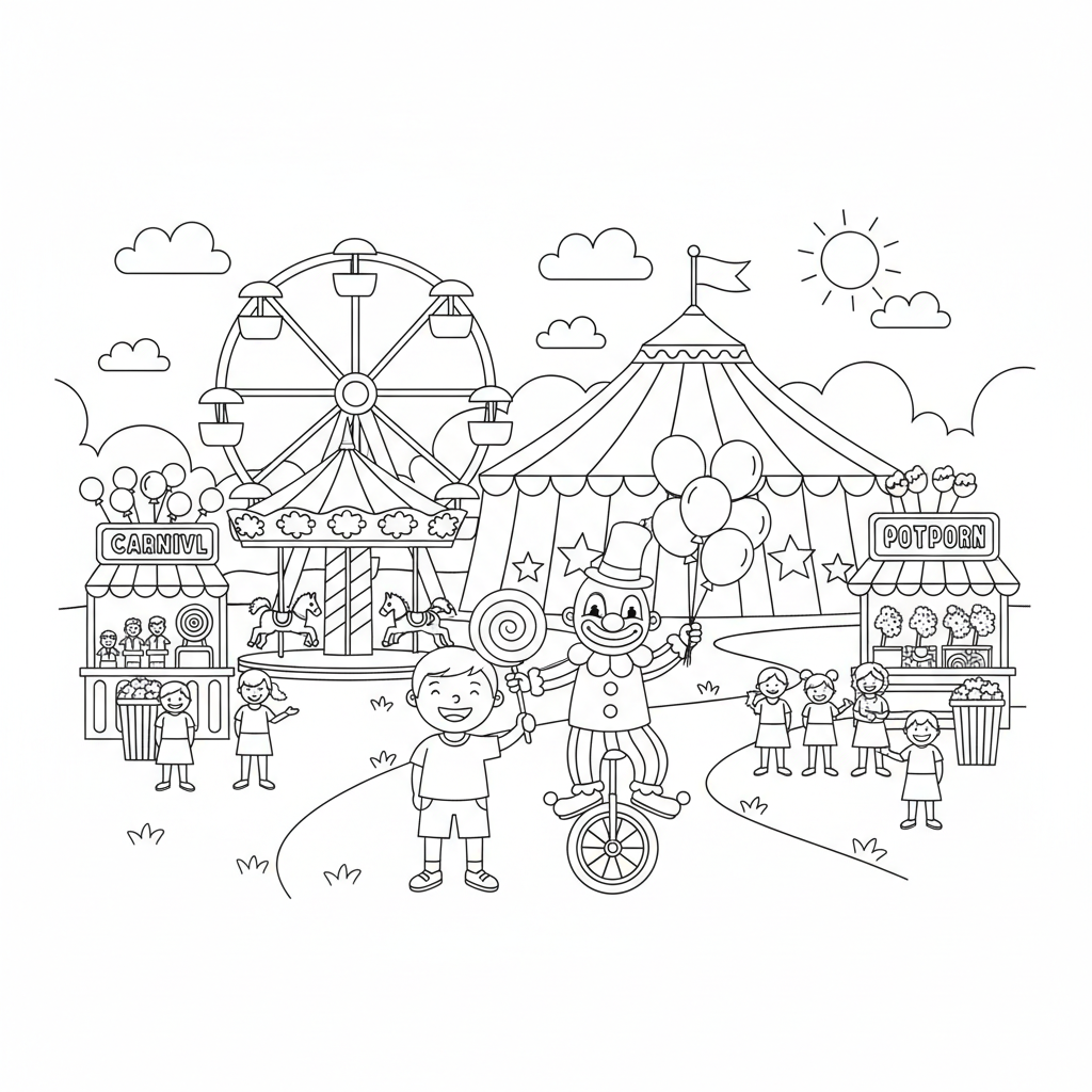 Carnival Fair coloring page
