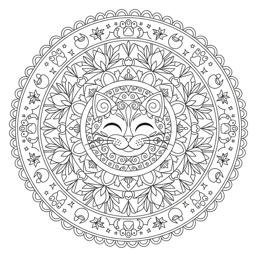 Cat Mandala printable