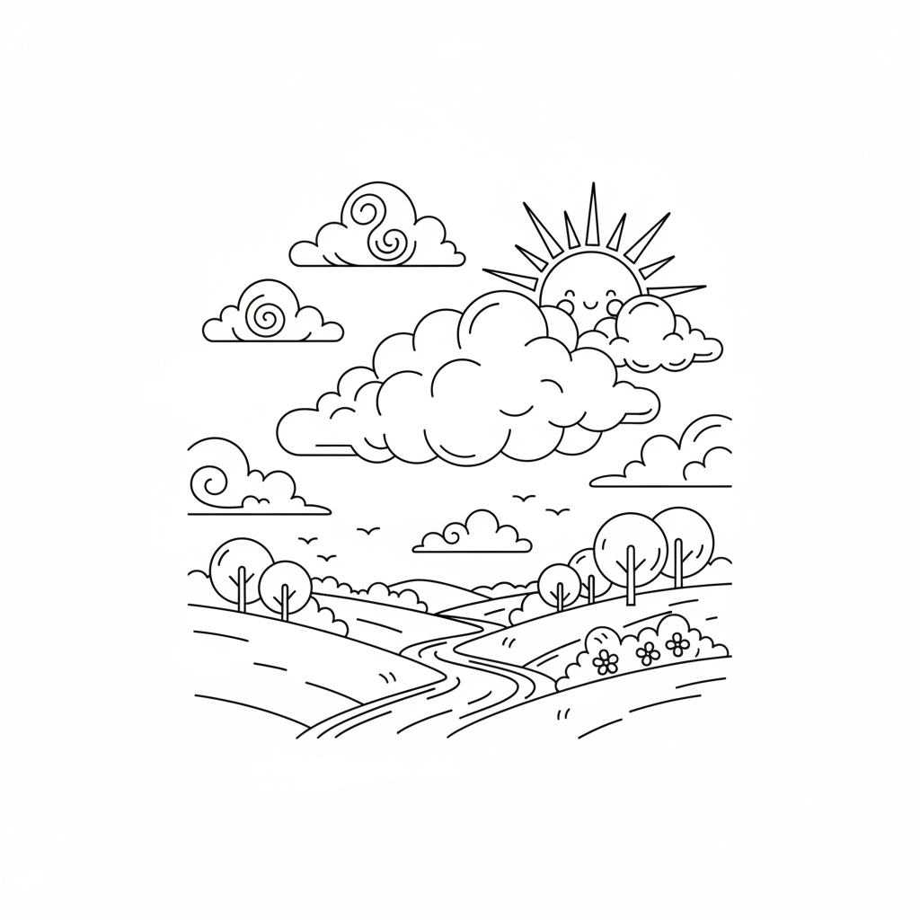 Cloudy Sky coloring page