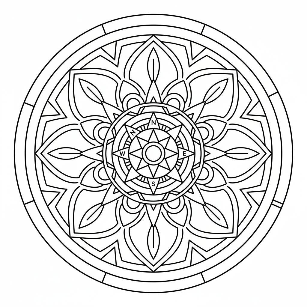Compass Mandala coloring page