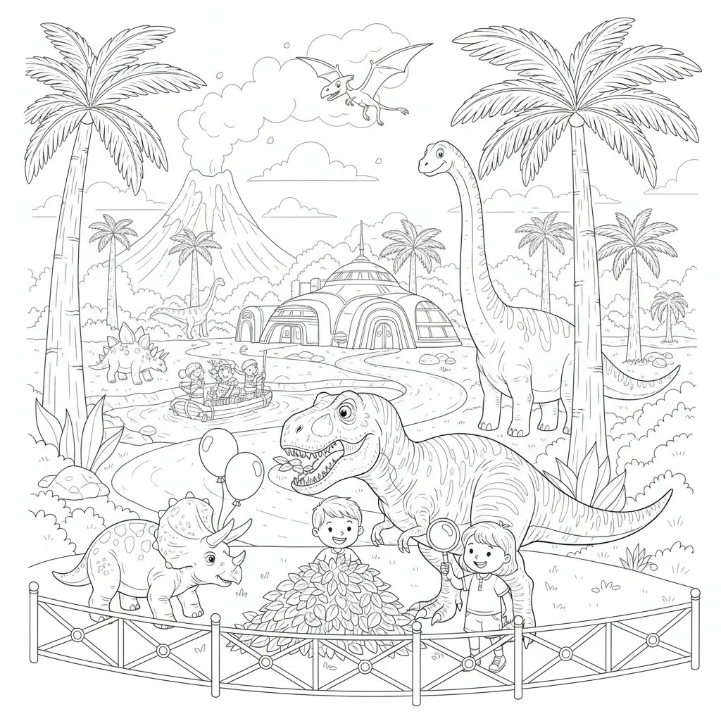 Dinosaur Park Scene printable