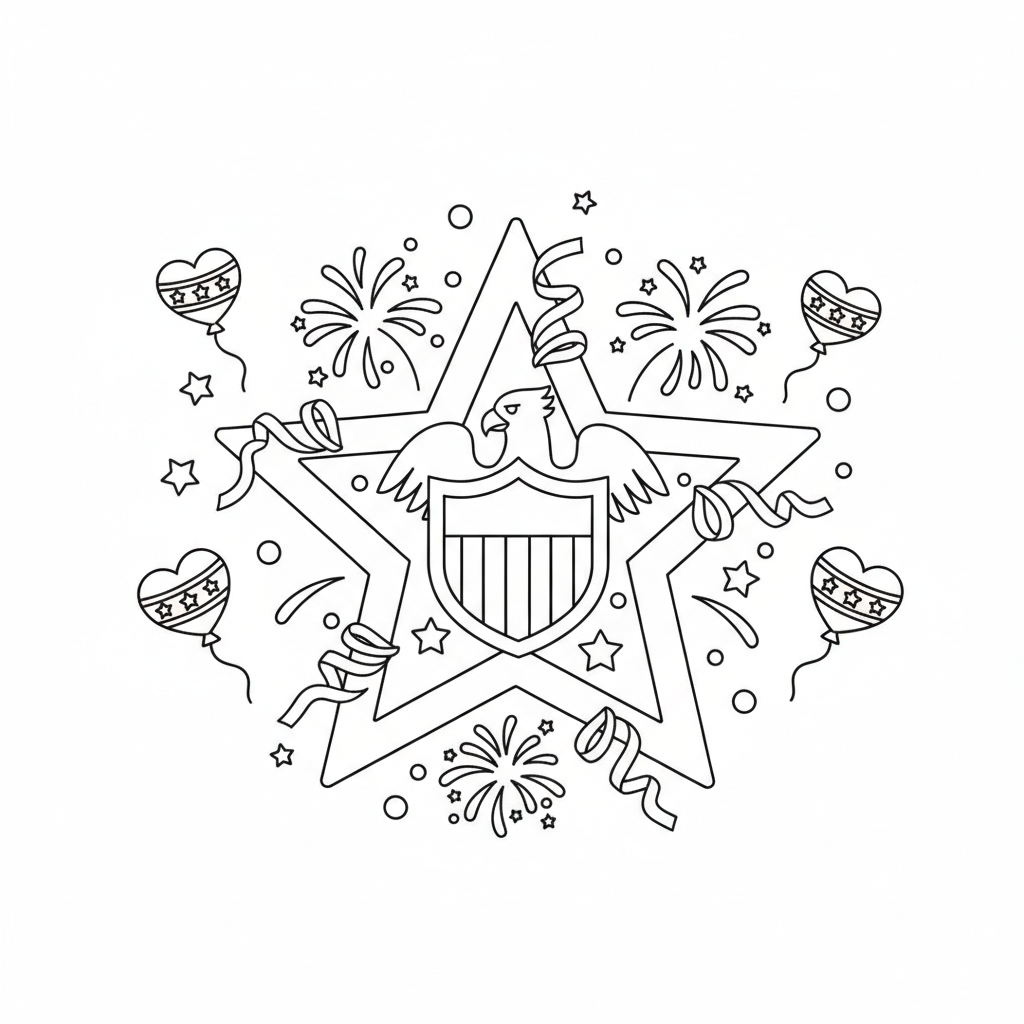 Independence Star coloring page