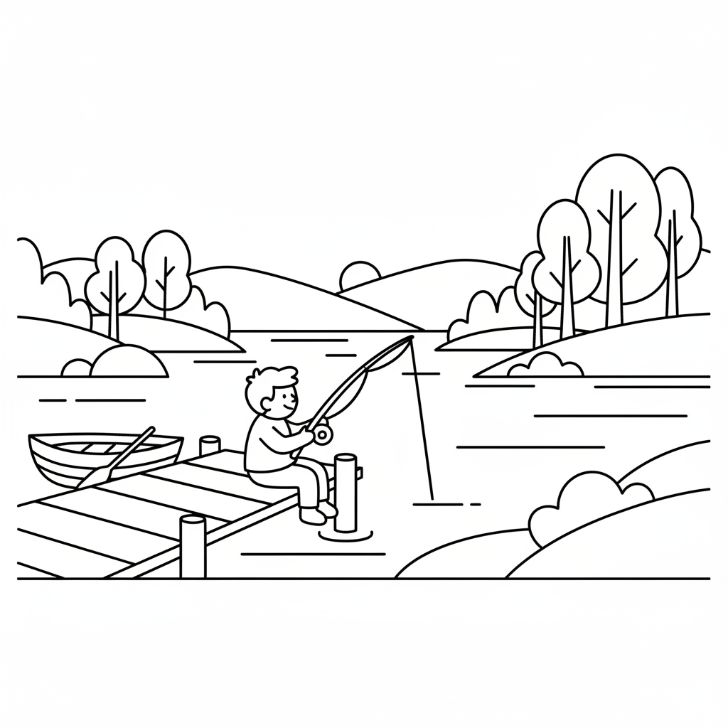 Lakeside Dock coloring page