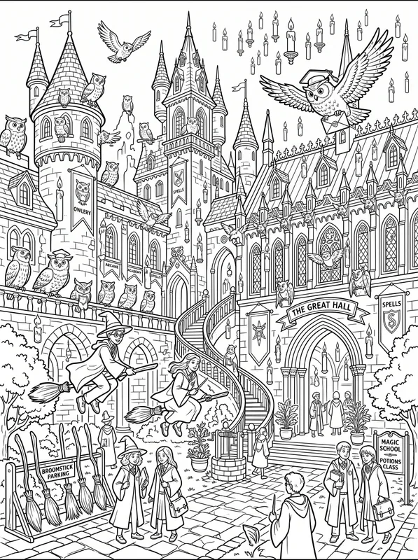 Magical School Scene printable