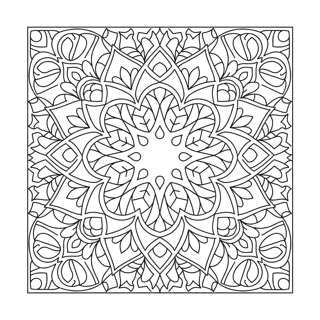Square Mandala coloring page
