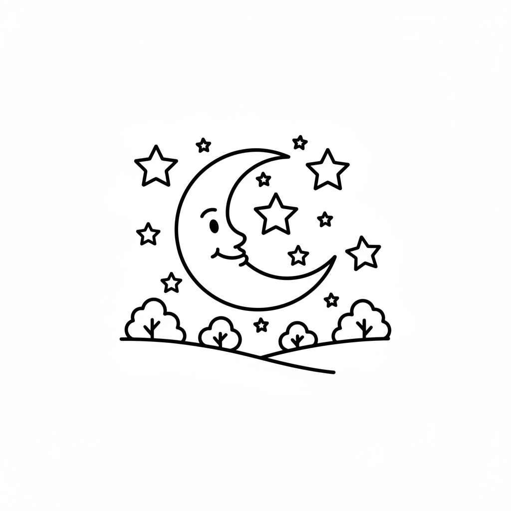 Moon and Stars coloring page