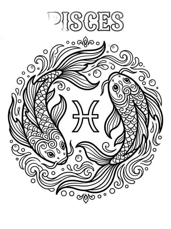 Pisces Zodiac Sign printable