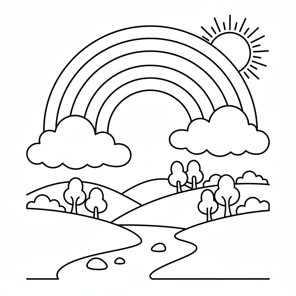 Rainbow Sky coloring page