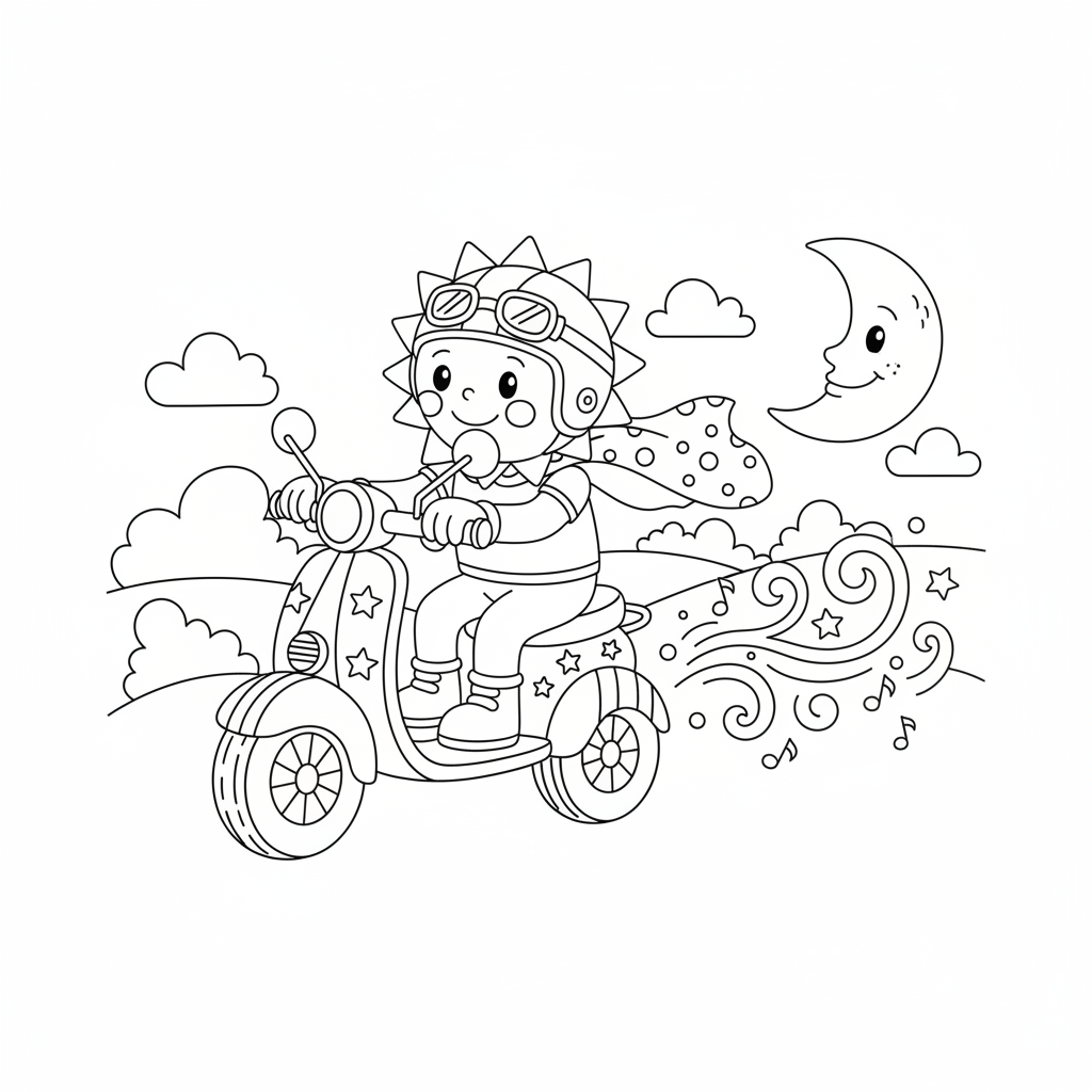 Scooter Fun coloring page