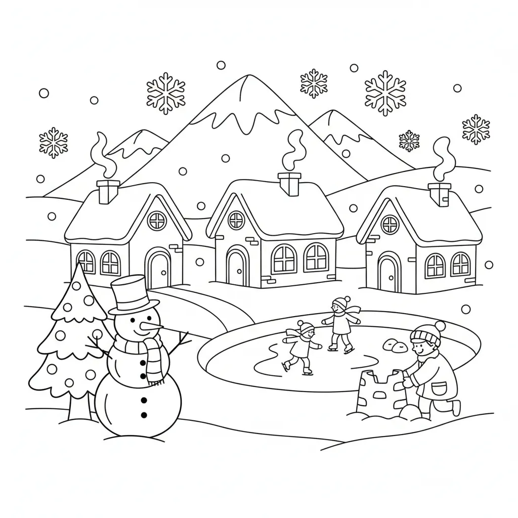 Snowy Village printable