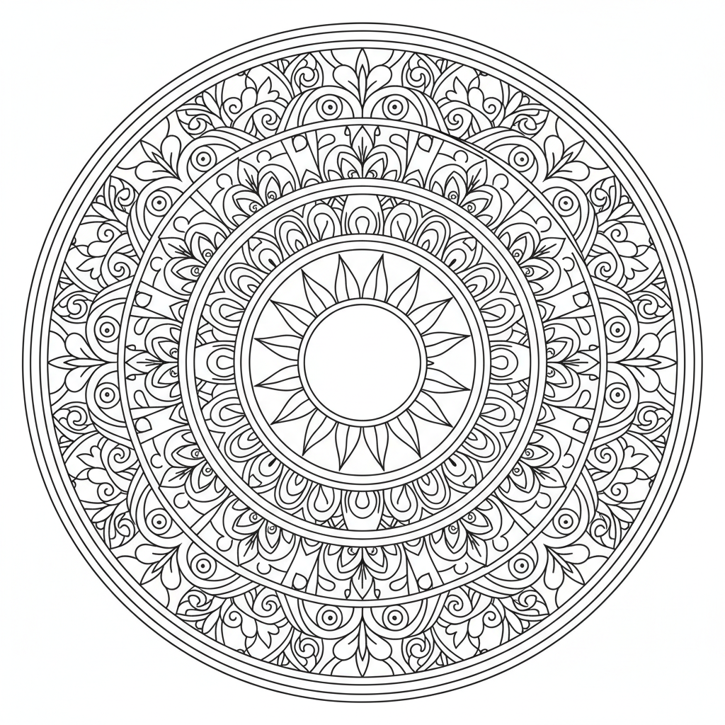 Sun Mandala coloring page