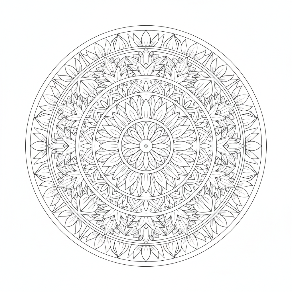 Sunflower Mandala coloring page