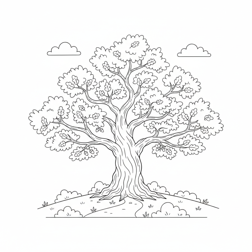 Tall Oak Tree coloring page