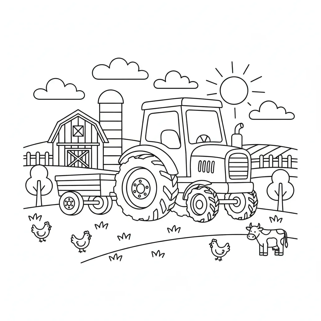 Tractor on Farm printable