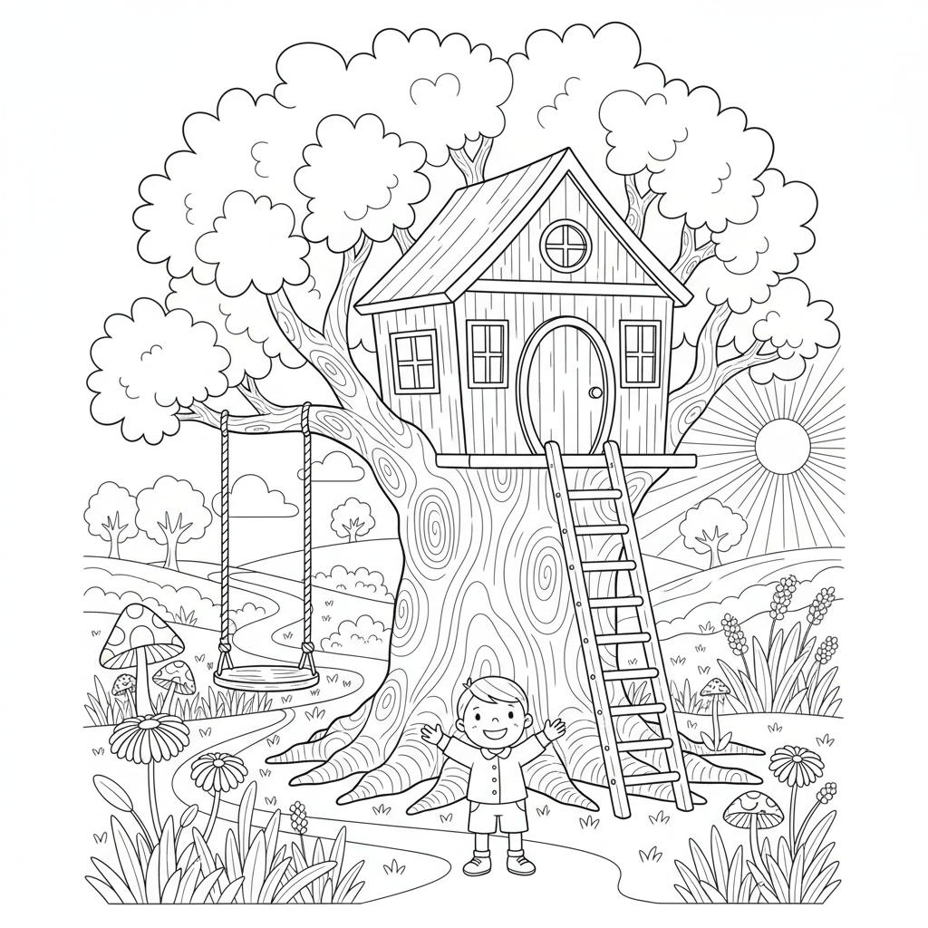 Tree House coloring page