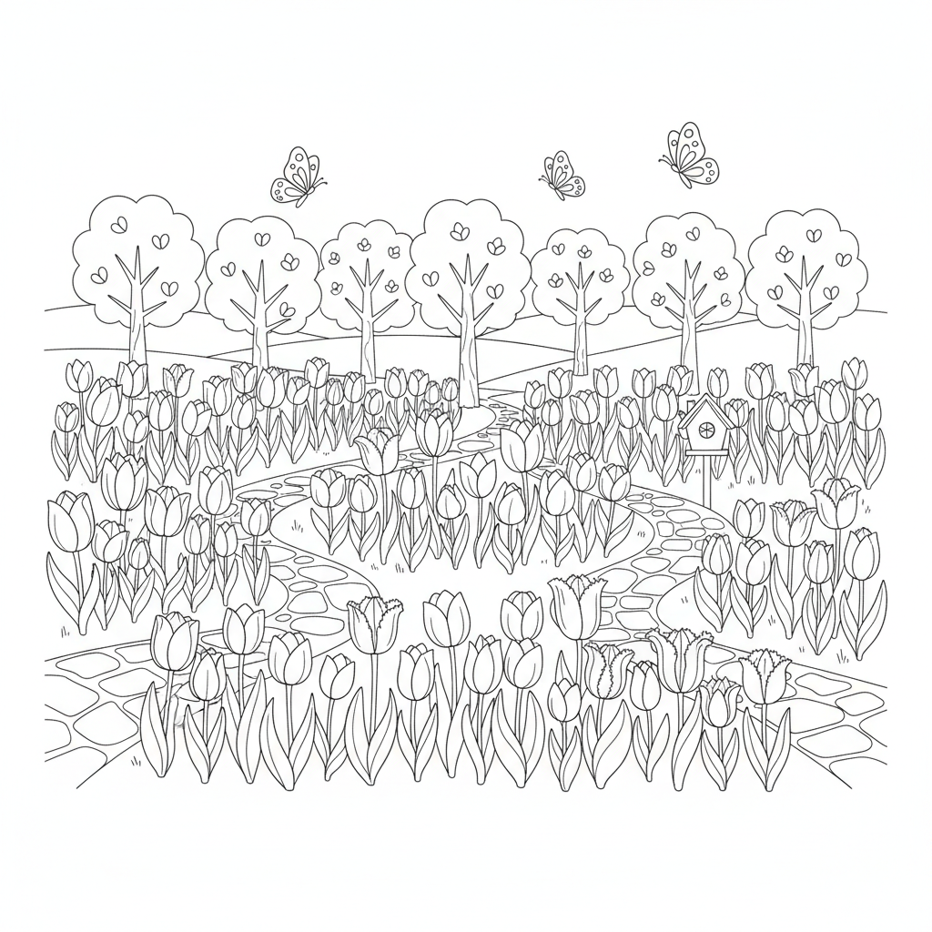 Tulip Garden coloring page