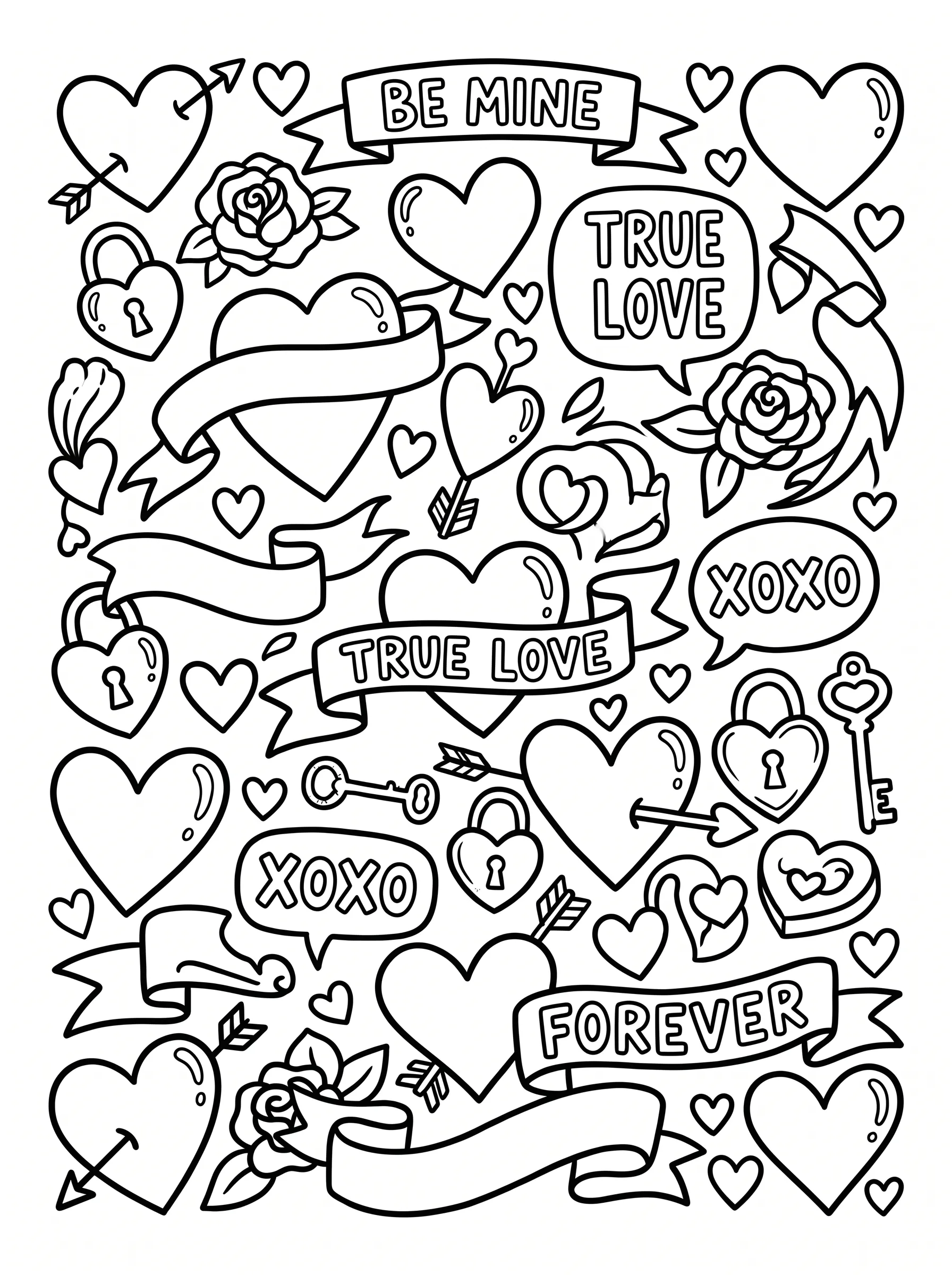 Valentine Heart Doodle printable