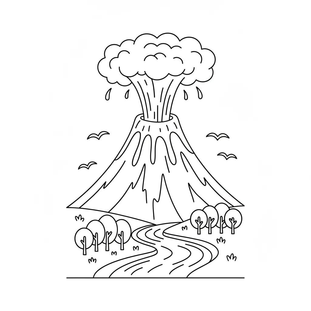 Volcano Erupt printable