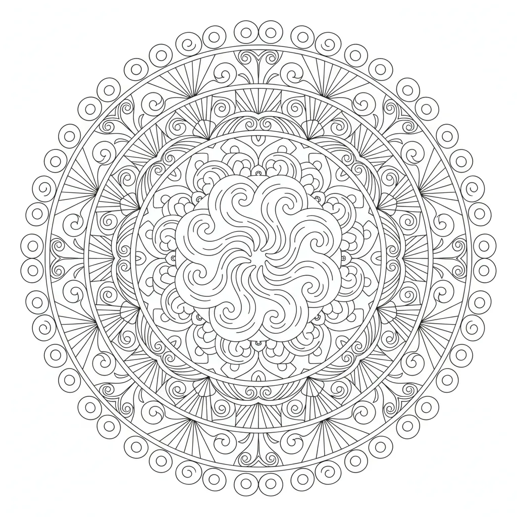 Wave Mandala printable