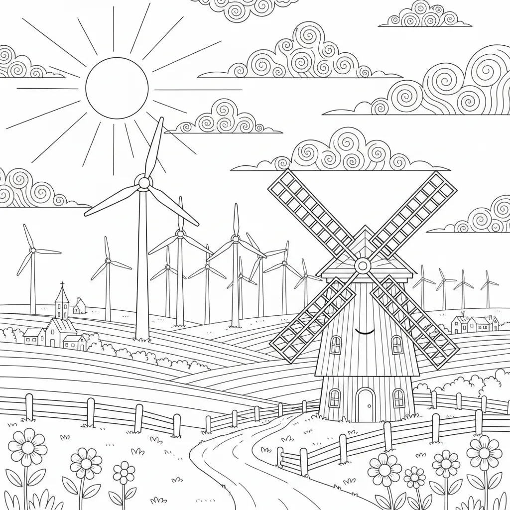 Windmill Field printable