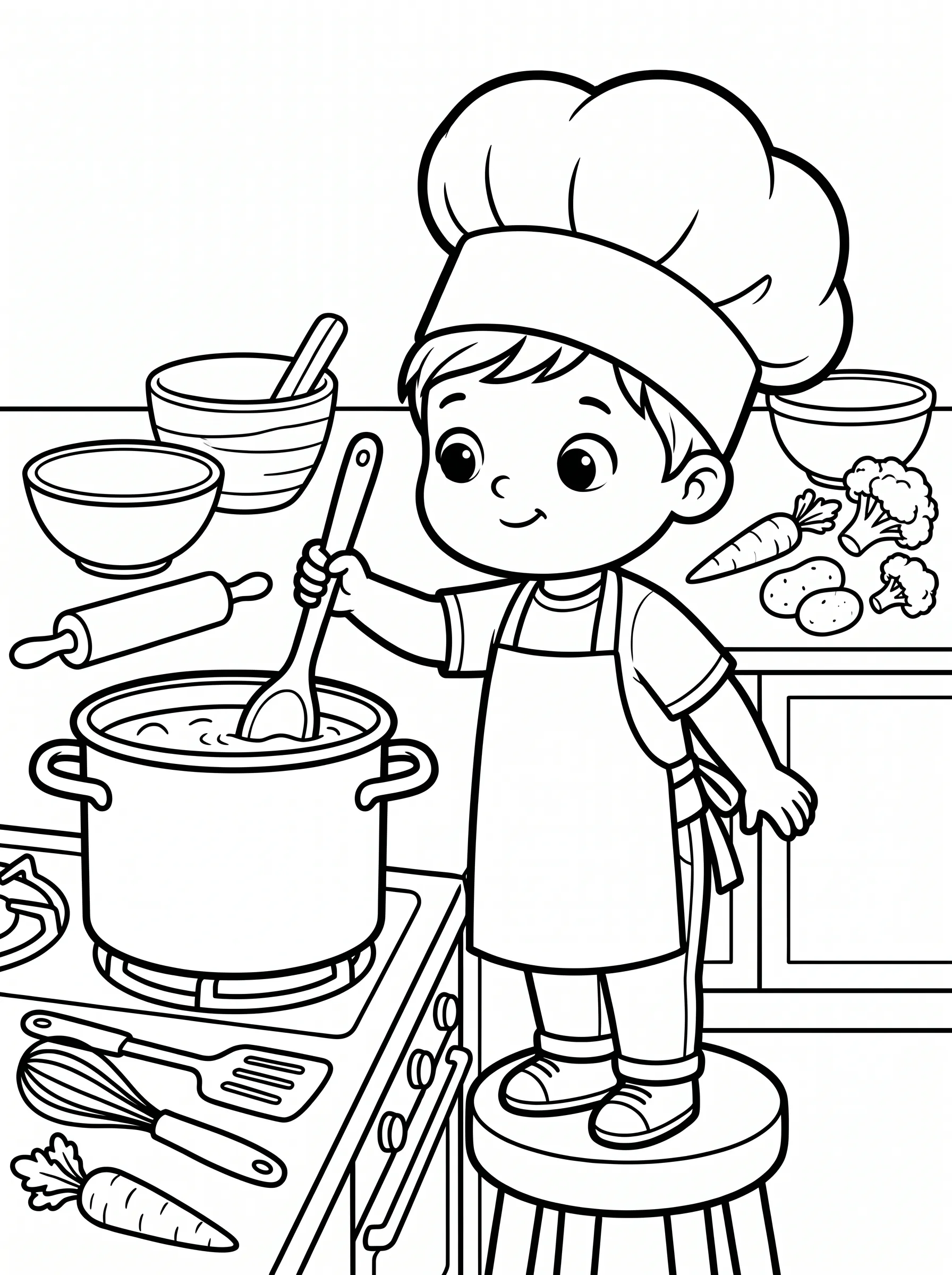 Young Chef Cooking printable